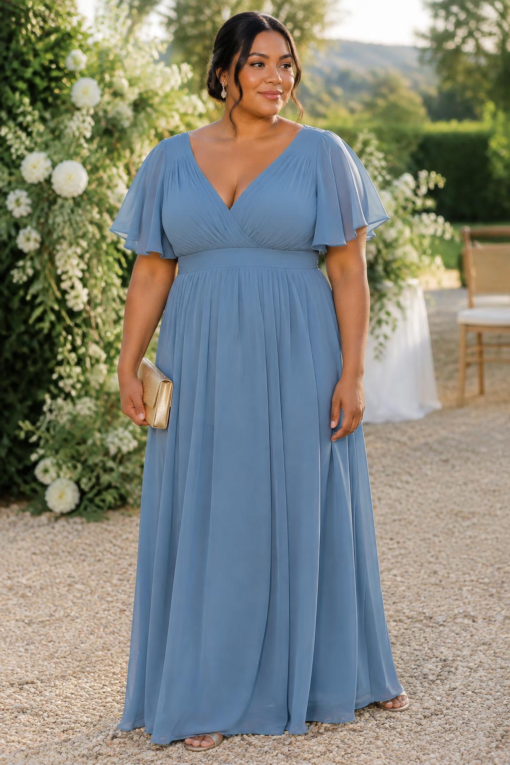 Dusty Blue Chiffon Maxi