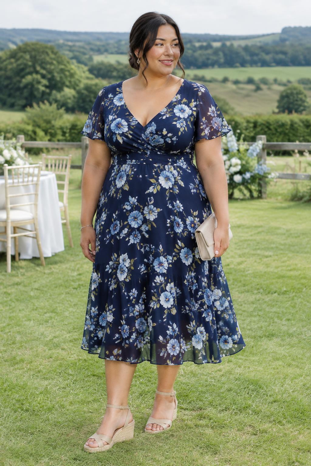 Floral Tea-Length Dress